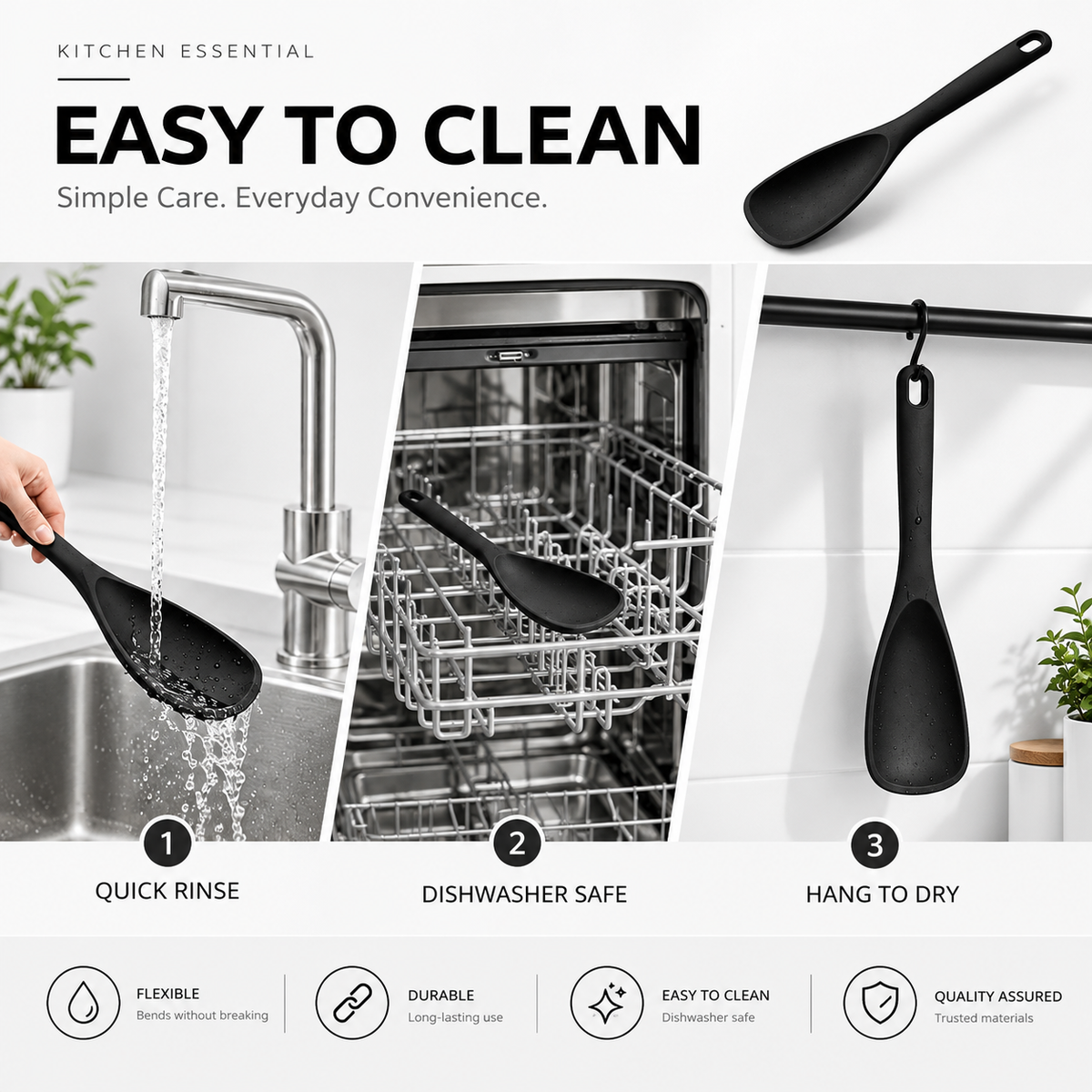 Silicone Cooking Spoon Spatula For Non-stick Cookware