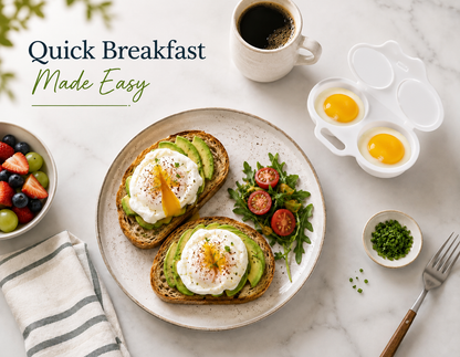 Microwave Egg Poacher-Quick & Easy 2-Cavity Egg Cooker for Perfect Poached Eggs in Minutes