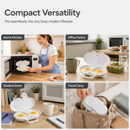 Microwave Egg Poacher-Quick & Easy 2-Cavity Egg Cooker for Perfect Poached Eggs in Minutes